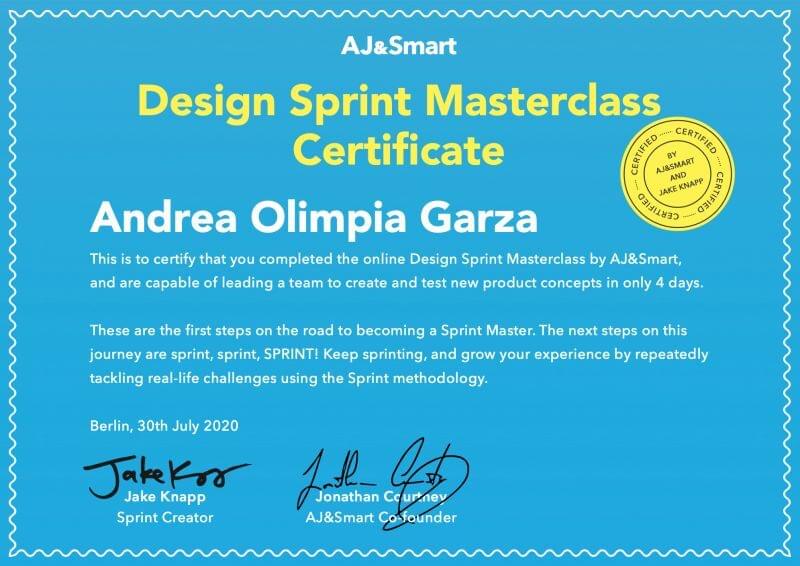 Design Sprint masterclass certificate