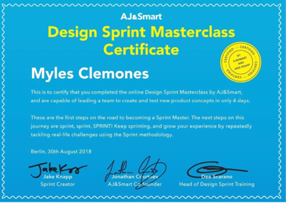 Design Sprint masterclass certificate