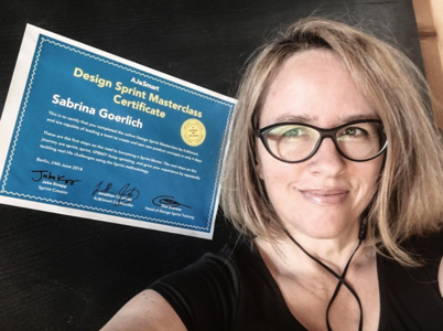 Sabrina Goerlich with her certificate