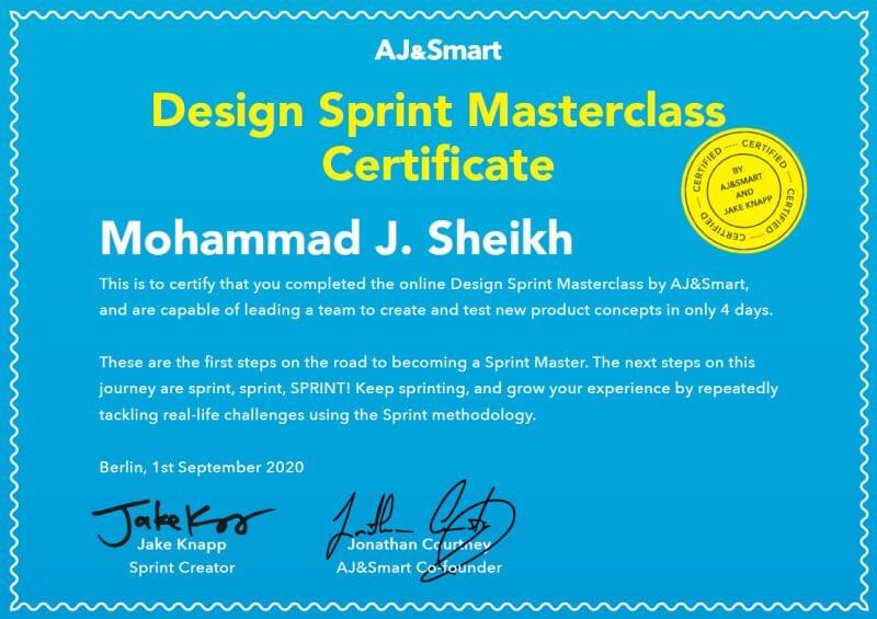 Design Sprint Masterclass Certificate